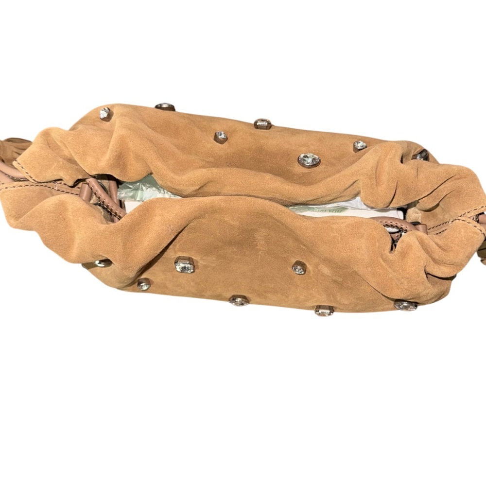VERONICA BEARD Small Crystal-Studded Suede Clutch Bag - Picture 9 of 10
